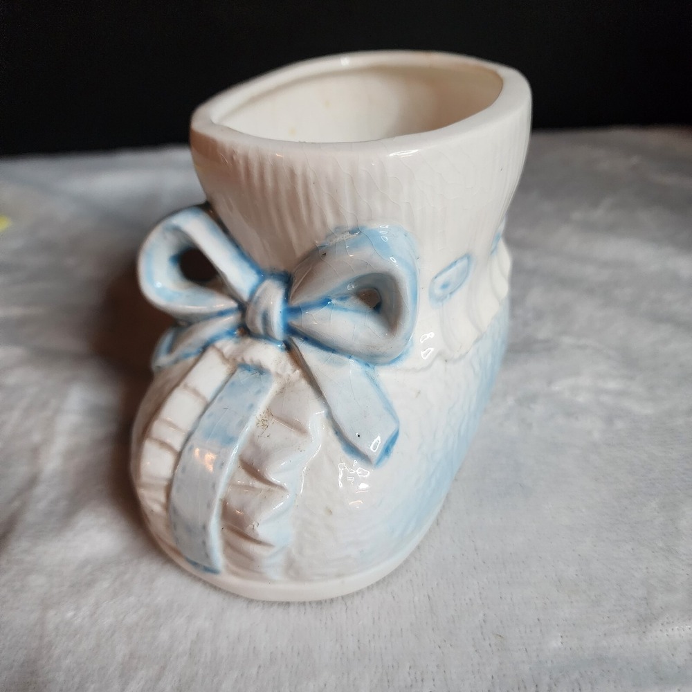 Vintage Blue Baby Boy Boot Planter